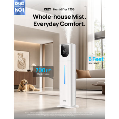 DREO 11L Smart Humidifier For Large Room 700 Sq Ft. 100h Quiet Runtime, Self-cleaning Tank, Remote/app/voice Control, Cool Mist in White