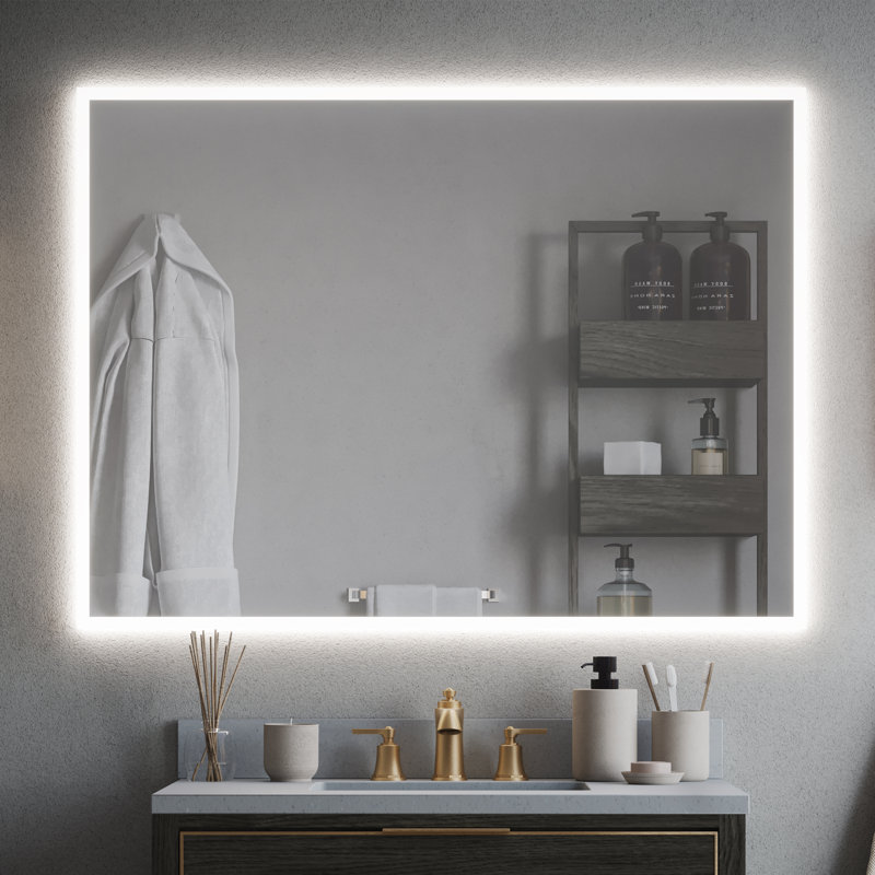 Miroir lumineux Aura avec désembueur, gradateur intégré et luminosité réglable, Horizontale, Rectangulaire