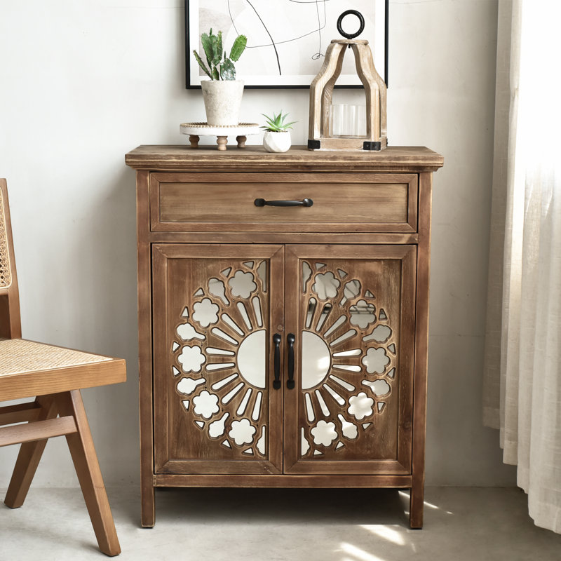 Mirrored Accent Cabinet with Drawer