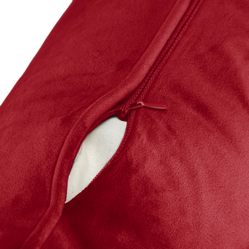  Square Velvet Pillow Cover & Insert, Red, 13" x 19"