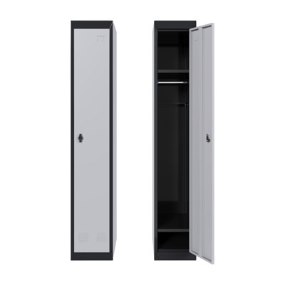 72'' Tall Steel Storage Locker Cabinet with Lock, Adjustable Shelves & Hanging Rod