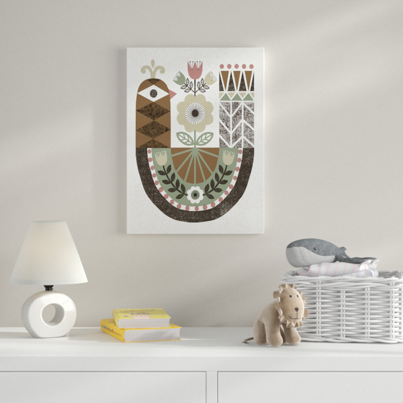 « folk prepose oiseau hygge », art sur toile, H 19 po x l 14 po x P 2 po