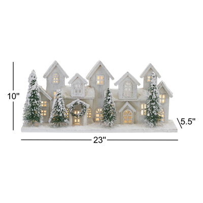LED Flocked Winter Village Display 23"L