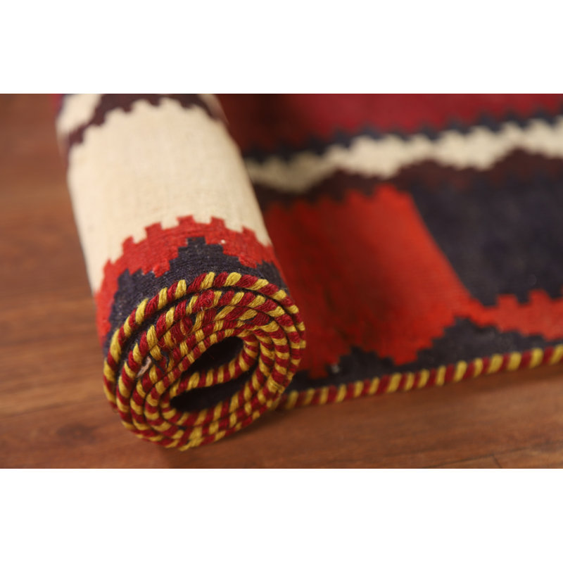 Tapis géométrique Kilim rouge 4 x 7