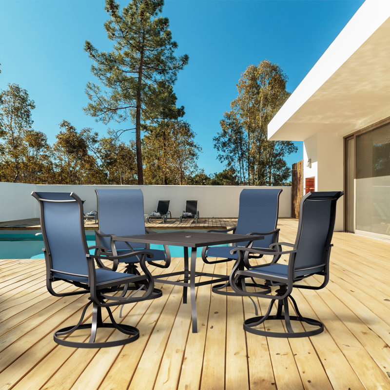 Ensemble repas extérieur pour 6 personnes L 53 po Edlir, Bleu