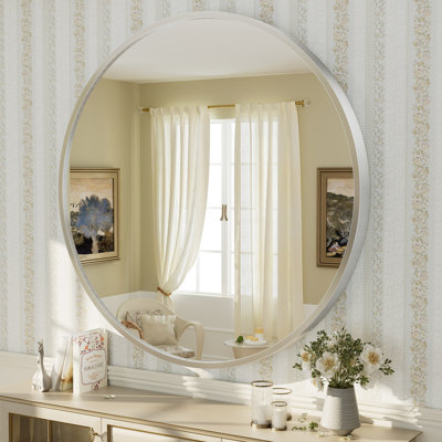 Amara Tempered Glass and Aluminum Alloy Framed French Cleat Mounted Wall Mirror