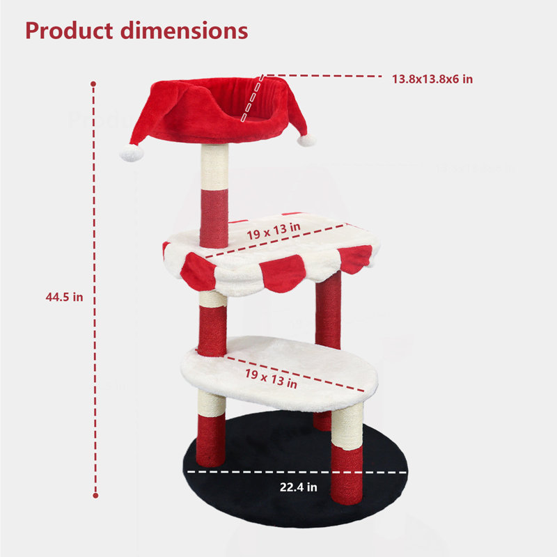 Arbre à chat avec perchoir douillet et poteaux à griffer - Mobilier pour chat à niveaux multiples rouge et blanc