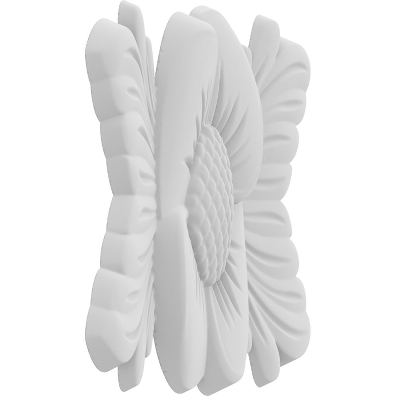 Rosette fleur-grace, H 7 po x l 5,25 po x P 0,5 po