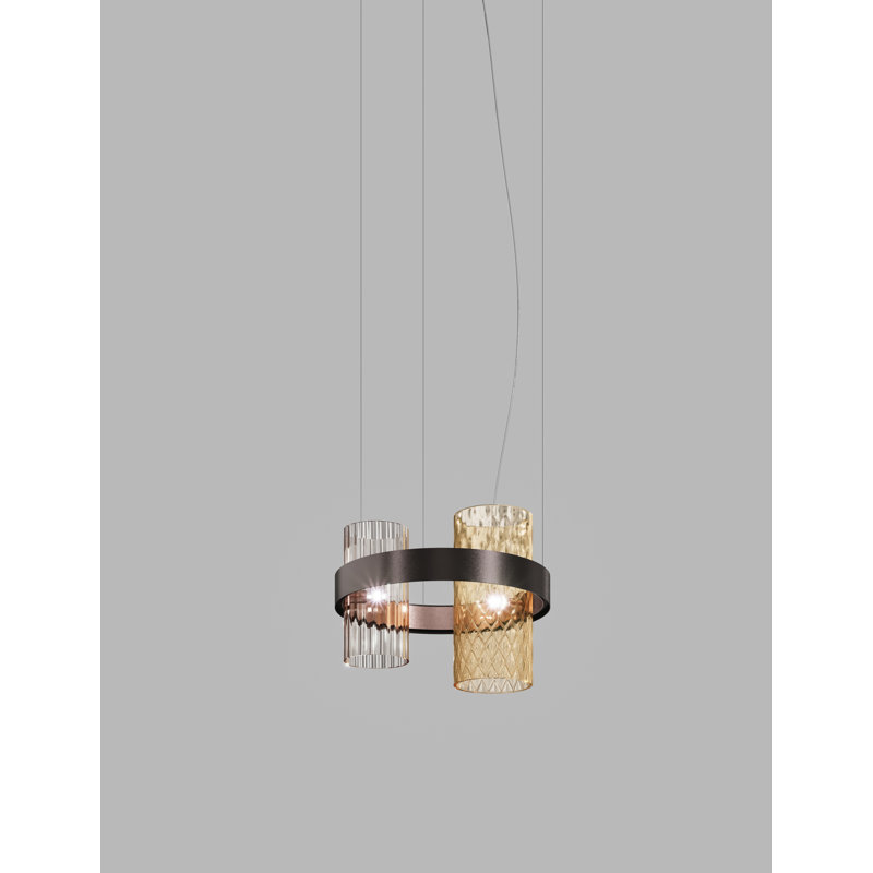 Armonia 2 - Light Chandelier, Smoky Amber, Matte Black;Copper