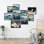 Montagne, paysage, moderne, abstrait, nature, bleu et tons dorés, illustrations, art moderne, petit décor
