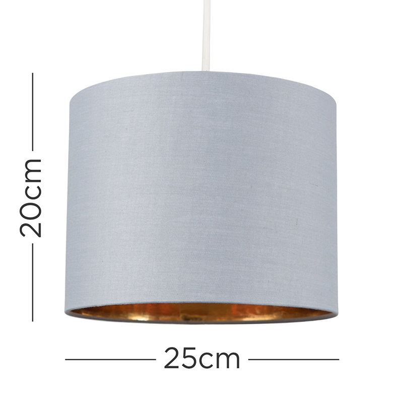 Reni 20cm H Cotton Drum Pendant Shade ( Uno ), Grey/Gold