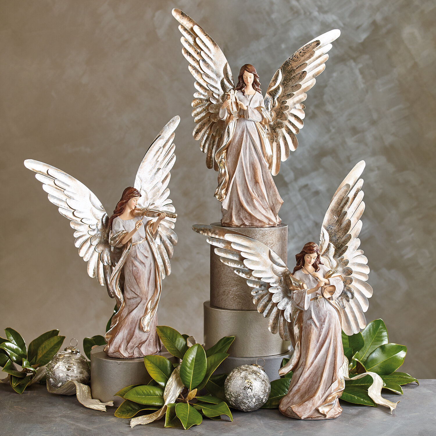 The Holiday Aisle® Elegant Angels With Metal Wings Set Of 3 & Reviews