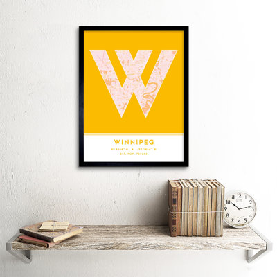 Winnipeg City Map Winnipeg Yellow - Single Picture Frame Typography