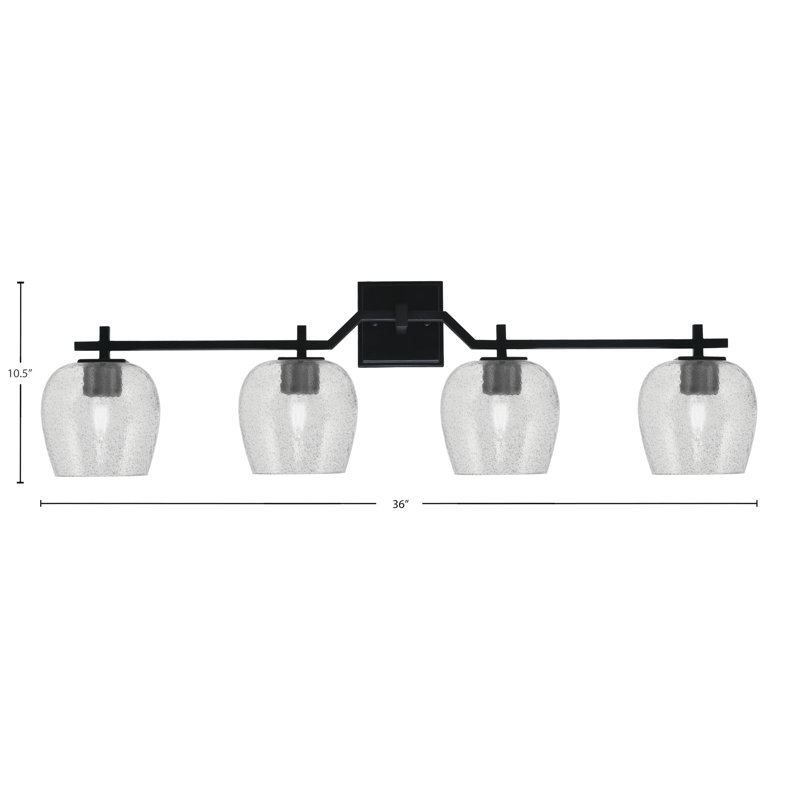 Bar pour salle de bain Headland illustré avec verre à bulles de fumée de 4 po, Noir, H 10,5 po x l 36 po x P 6,5 po