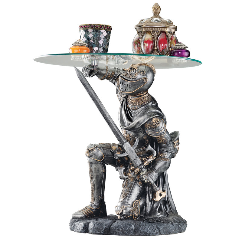 Battle Knight Glass Figurine End Table
