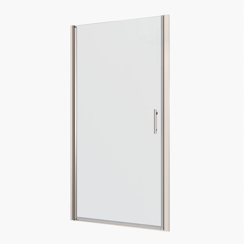 1 3/8" Adjustment,Universal Pivot Shower Door, Open Outside, With 1/4" Tempered Glass, Chrome