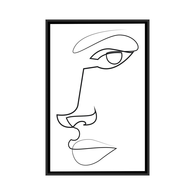 «Abstract Line Face», reproduction d'art sur toile encadrée, H 48 po x l 32 po, Noir, Impression encadrée sans passe-partout