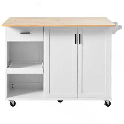 Kitchen Island With Foldable Counter Top, Kitchen Storage Cart With Slide-Out Shelf, Towel Rack And Drawer, Rolling Kitchen Cart On Wheels, For Kitche by Red Barrel Studio