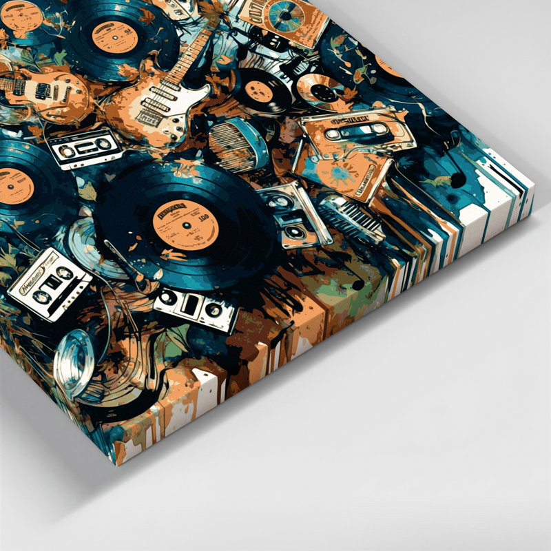 «Music Indie Music Vibes», art mural sur toile grise, H 11 po x l 14 po