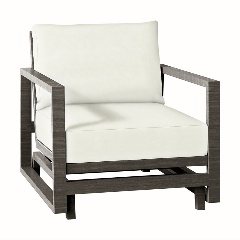 Avondale Patio Lounge Chair with Cushions, Welt + Standard Fill, Natural White, Slate Gray