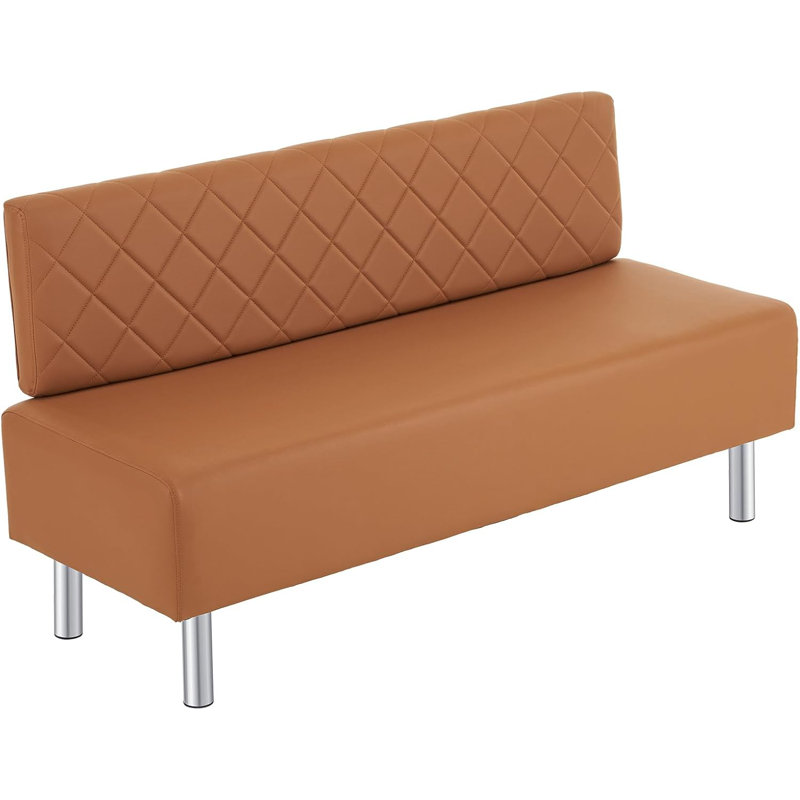 58.6" Argyle Waiting Room Bench Seating Office Benches, Brown