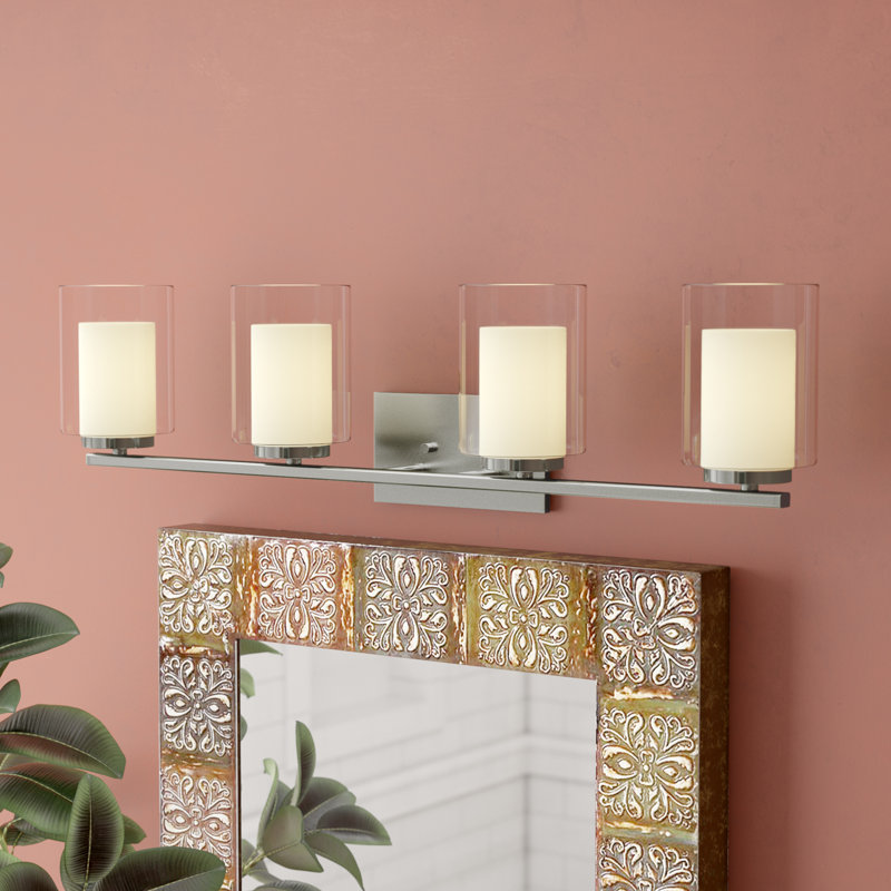 Éclairage pour salle de bain 4 lumières à intensité variable Arie, Nickel brossé