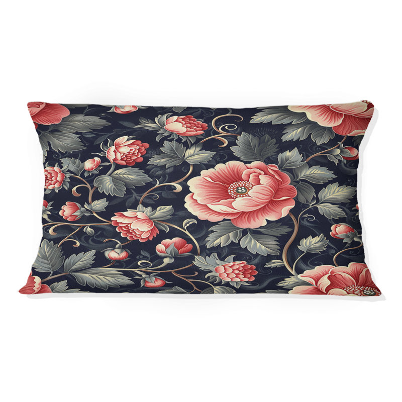 Pink Green Modern Floral Gardens VI - Modern Lumbar Pillow