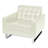 Sloan Modern White Faux Leather Tufted Sofa Chair – Contemporary Upholstered Armchair with Polished Steel for Living Room, Bedroom & Office-937729950