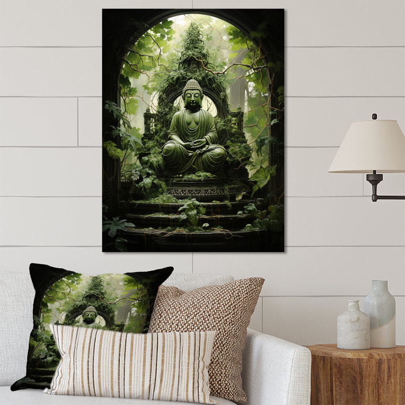 Bouddhisme vert, arbre Bodhi I - impressions d'art mural en métal bouddhisme, H 20 po x l 12 po x P 1 po