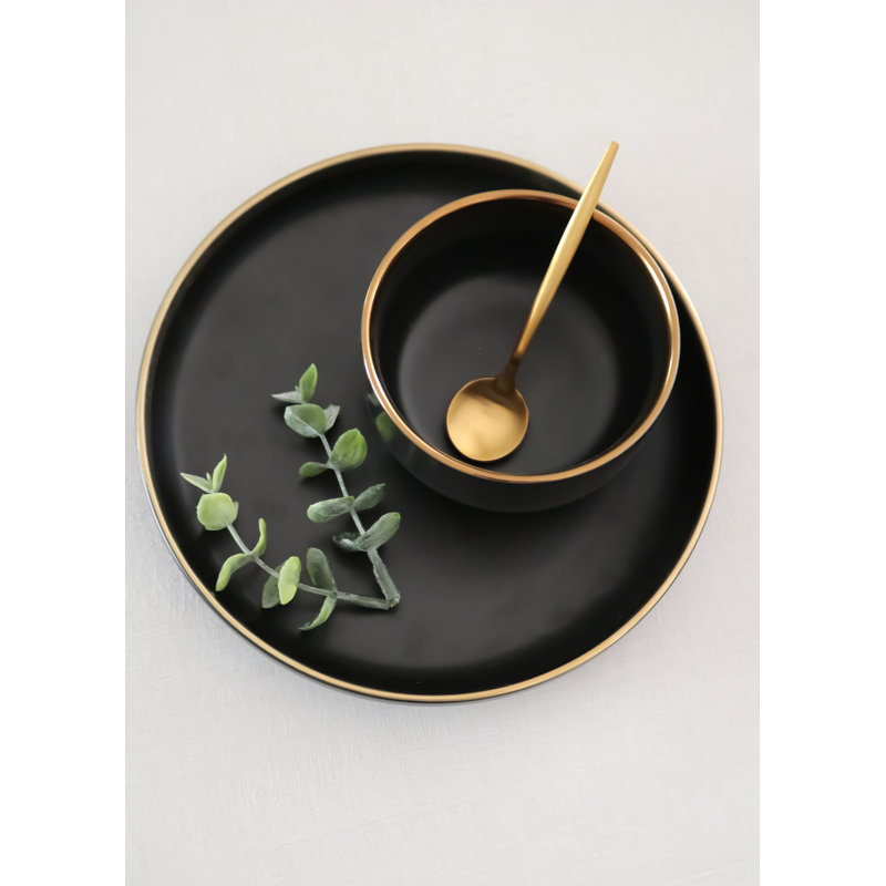 "The Luxury Collection" Black Plate with Gold Trim - Large - 10"