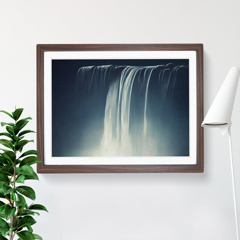 Showstopping Waterfall - Single Picture Frame Print, Walnut Framed, 46cm H x 64cm W x 2cm D