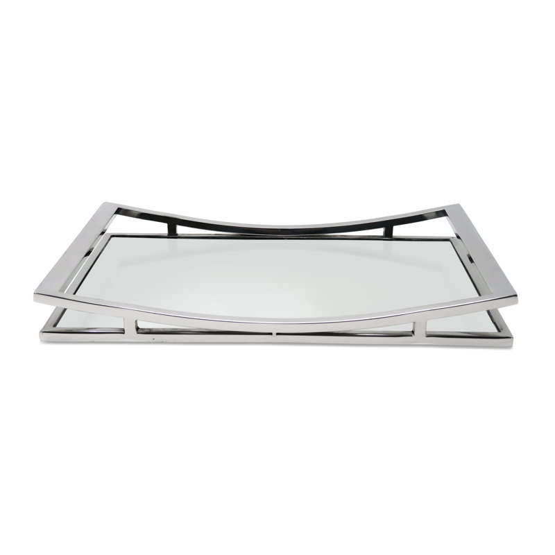 Plateau miroir rectangulaire, Argent argent, H 2 po x l 16,25 po x P 10,25 po