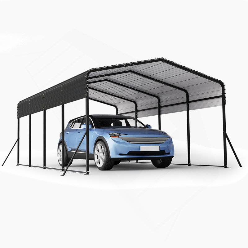 13X20 FT Metal Carport,Garage With Upgraded Triangle Reinforced Frame&4 Poles,Galvanized Steel Hardtop Roof,Heavy-Duty All-Weather Shelter For Car,Truck,Boat,Outdoor Storage