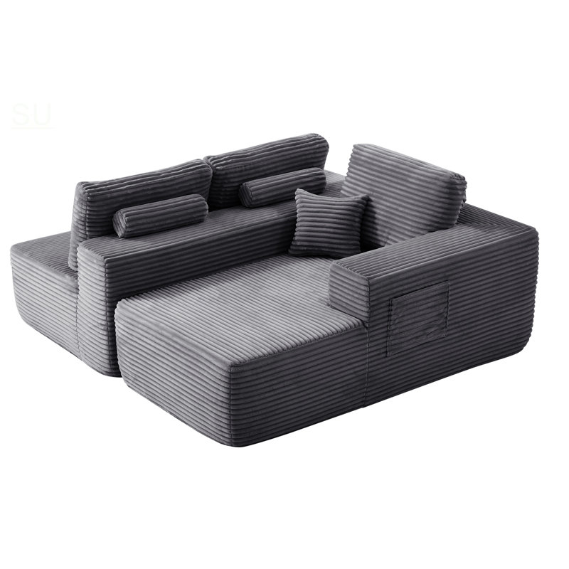 104 Inch Cloud Sectional Sofa With L-Shape Chaise And Side Pockets, Modern Modular Design, Deep Seating, No Assembly Required, Plush Fabric, Right