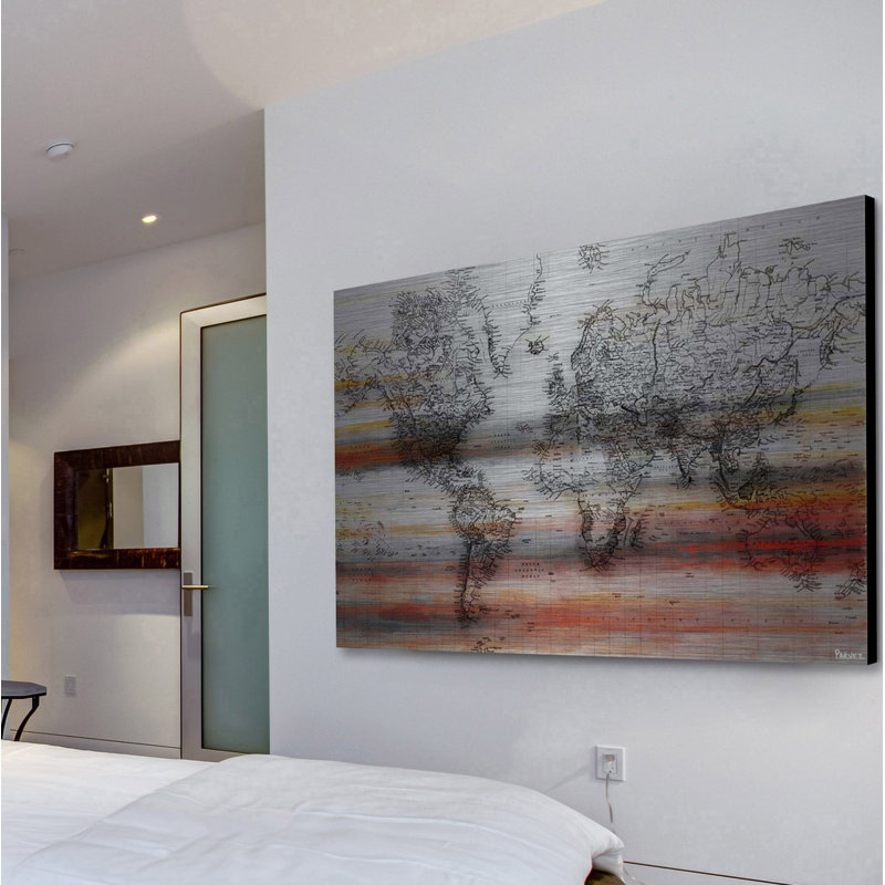 Reproduction d’art sur bois, "maailma" par parvez taj, H 30 po x l 45 po x 1,5 po