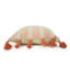 Coussin décoratif bohème en coton orange et crème tissé à la main avec pompons