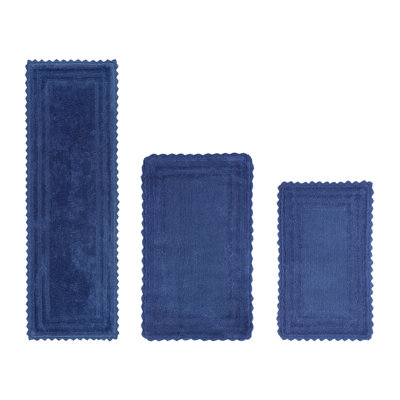 Jacole 100% Cotton Tufted 3 Piece Bathroom Rug Set, Reversible, Super Absorbent & Extra Soft Machine Washable Bath Rug Ideal for Shower & Tub Areas