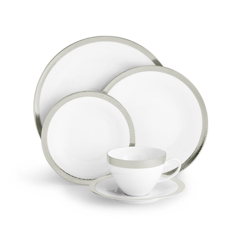 Smith Handmade Porcelain Dinnerware Set, Silver