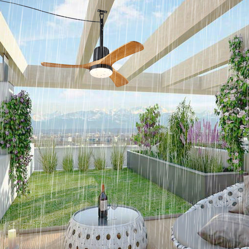 34" Plug-In Outdoor Wooden Ceiling  Fan With Light-F236