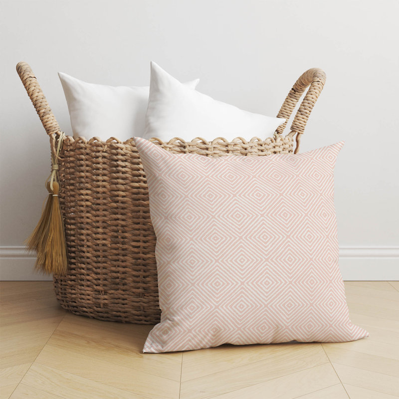 Coussin décoratif Ikat, Ikat rose, H 26 po x l 26 po