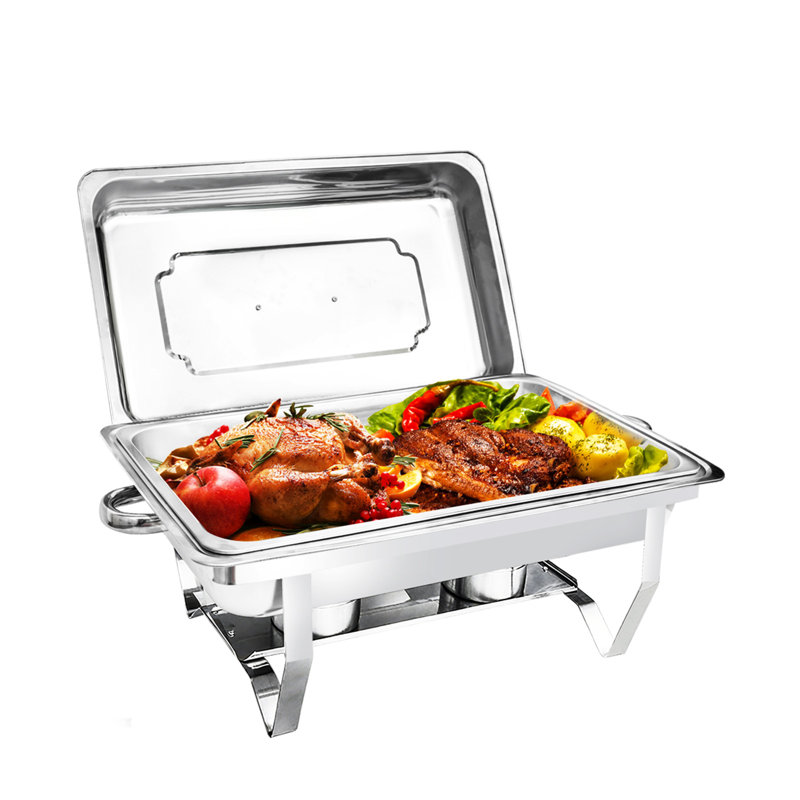 Paquet de 1 réchaud rectangulaire en acier inoxydable pleine grandeur Chafer