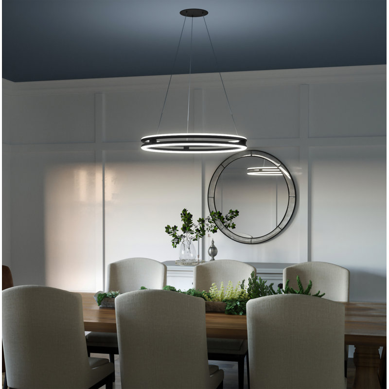 Luminaire suspendu géométrique à 1 lumière pour îlot de cuisine inklen, H 90,75 po x l 24 po x P 24 po
