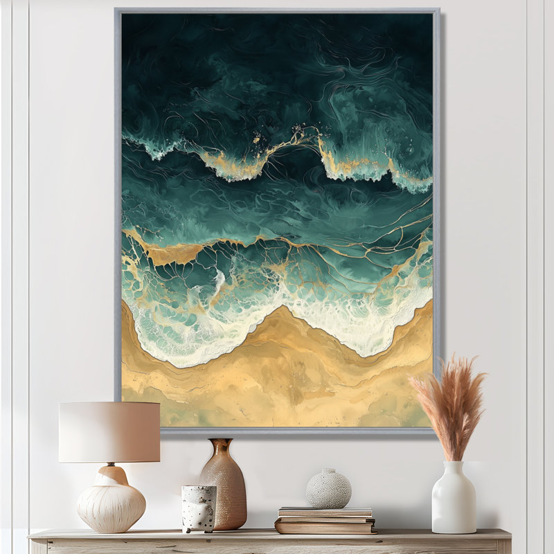 Kalb - impressions sur toile côtières, Argent argent, Impression encadrée flottante, H 20 po x l 12 po