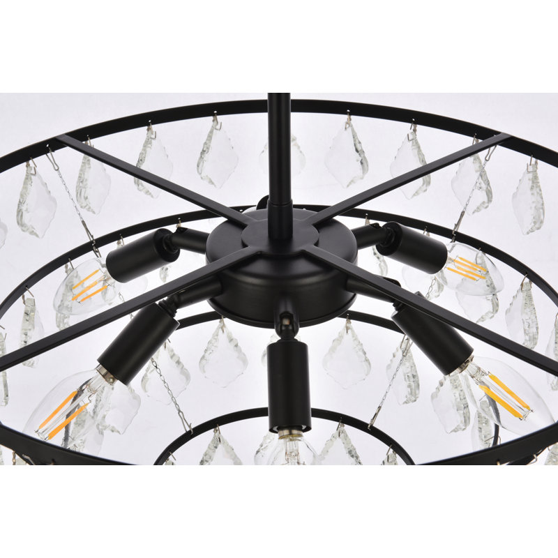 Marina Dimmable Tiered Chandelier, Black, 58" H x 20" W x 20" D