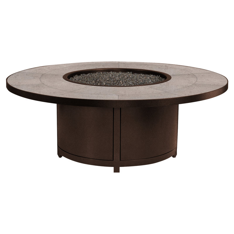 Capri Iron Outdoor Fire Pit Table, 19" H x 54" W x 54" D, Summit Gray, Copper Creek