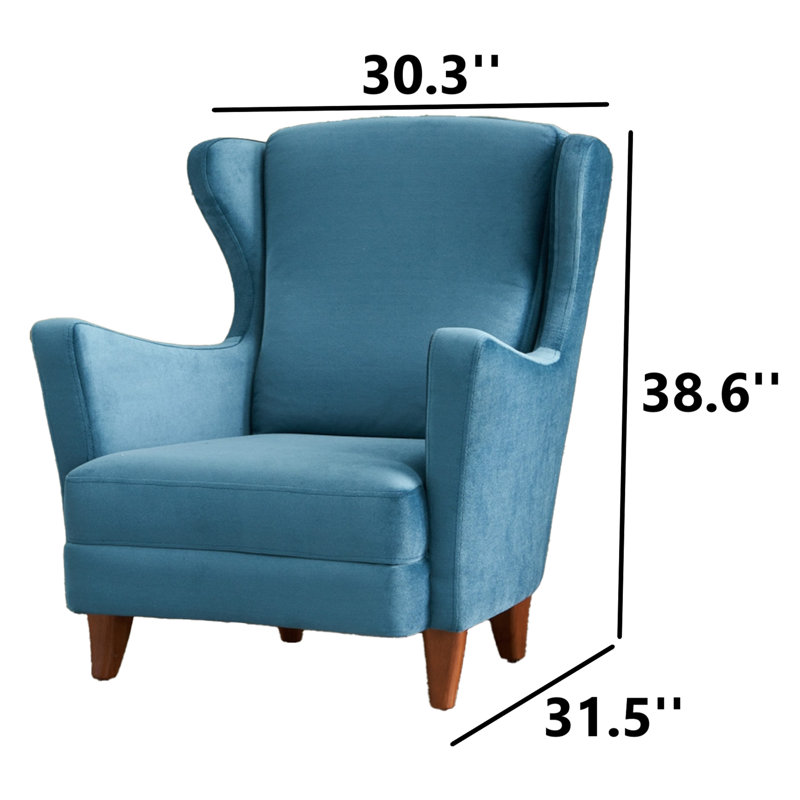 Fauteuil à oreilles Beech, Velours de polyester turquoise