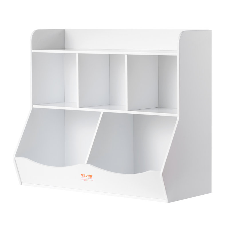 White 35" Kids Toy Storage Organizer with Bookshelf