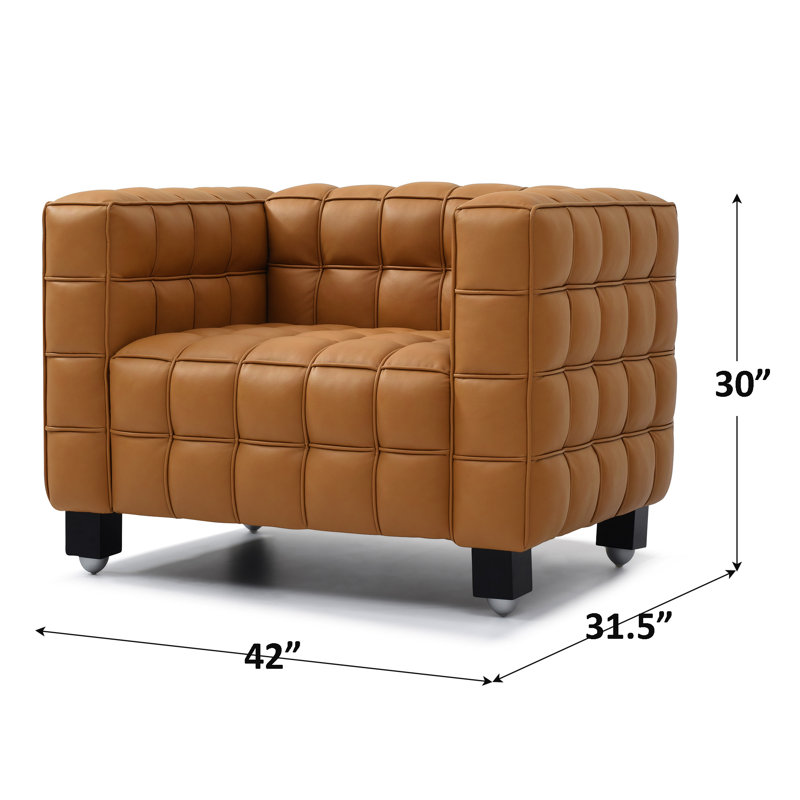 Fauteuil luxueux en cuir Vegan Latitude Run®, Cuir brun