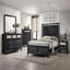 Mobilier de chambre à coucher de style moderne en bois avec table de chevet et finition argent noir 1 pièce