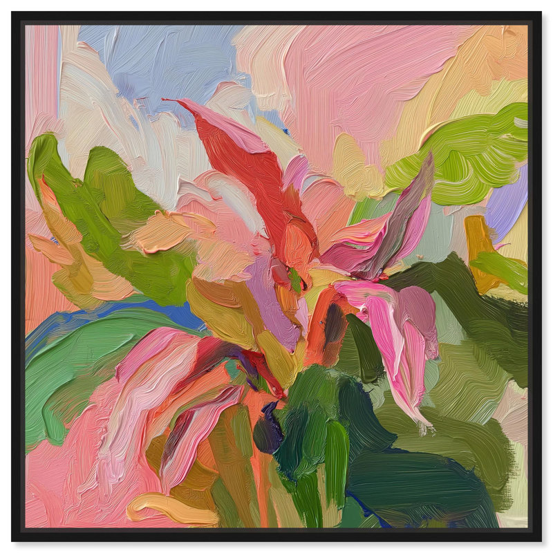 Art Remedy, art tropical brillant sur toile, Structure noire, H 12 po x l 12 po
